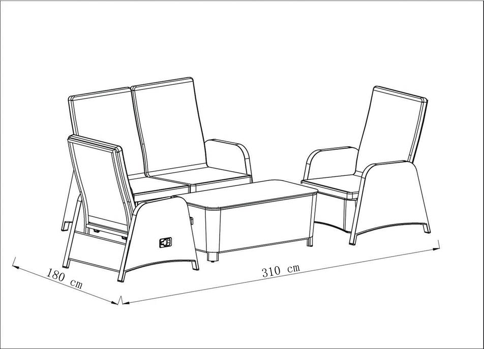 Salon de jardin inclinable Verando 4 places | MWH®