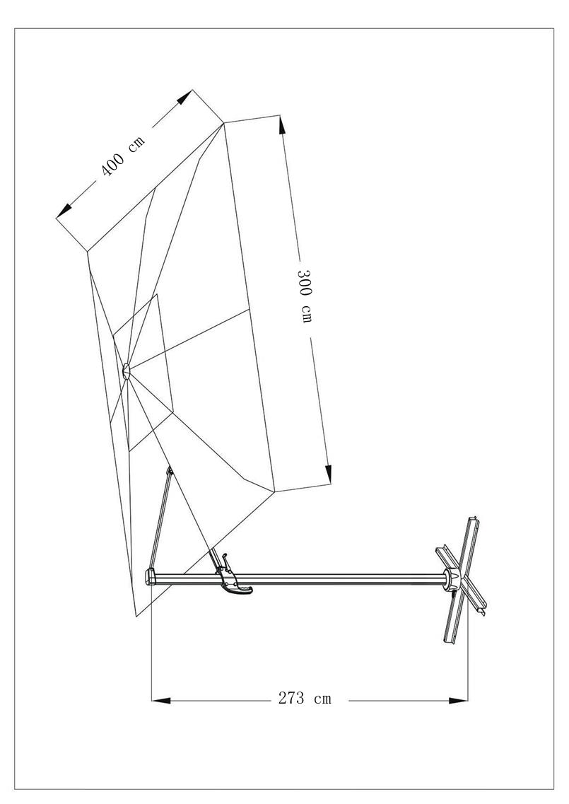 Parasol déporté 4x3 m rectangulaire | MWH®
