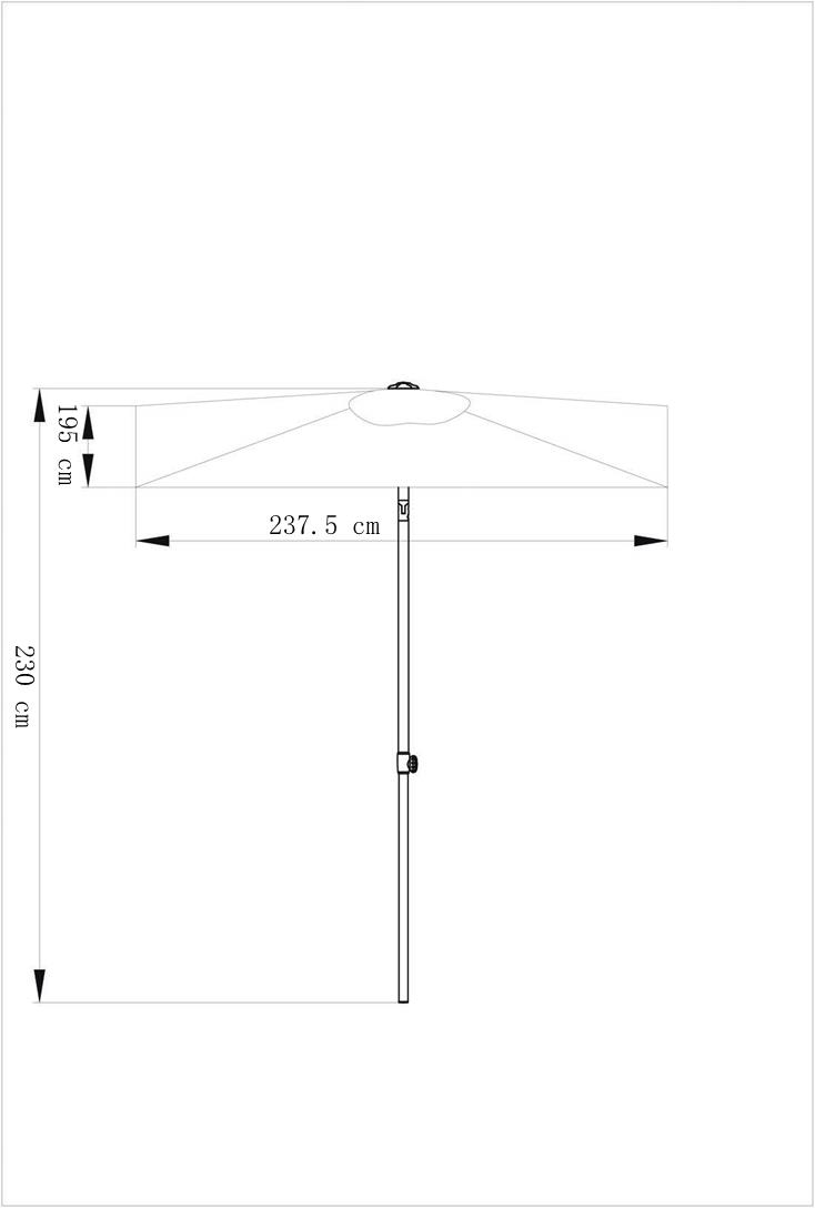 Parasol droit inclinable 2x2,5 m rectangulaire | MWH®