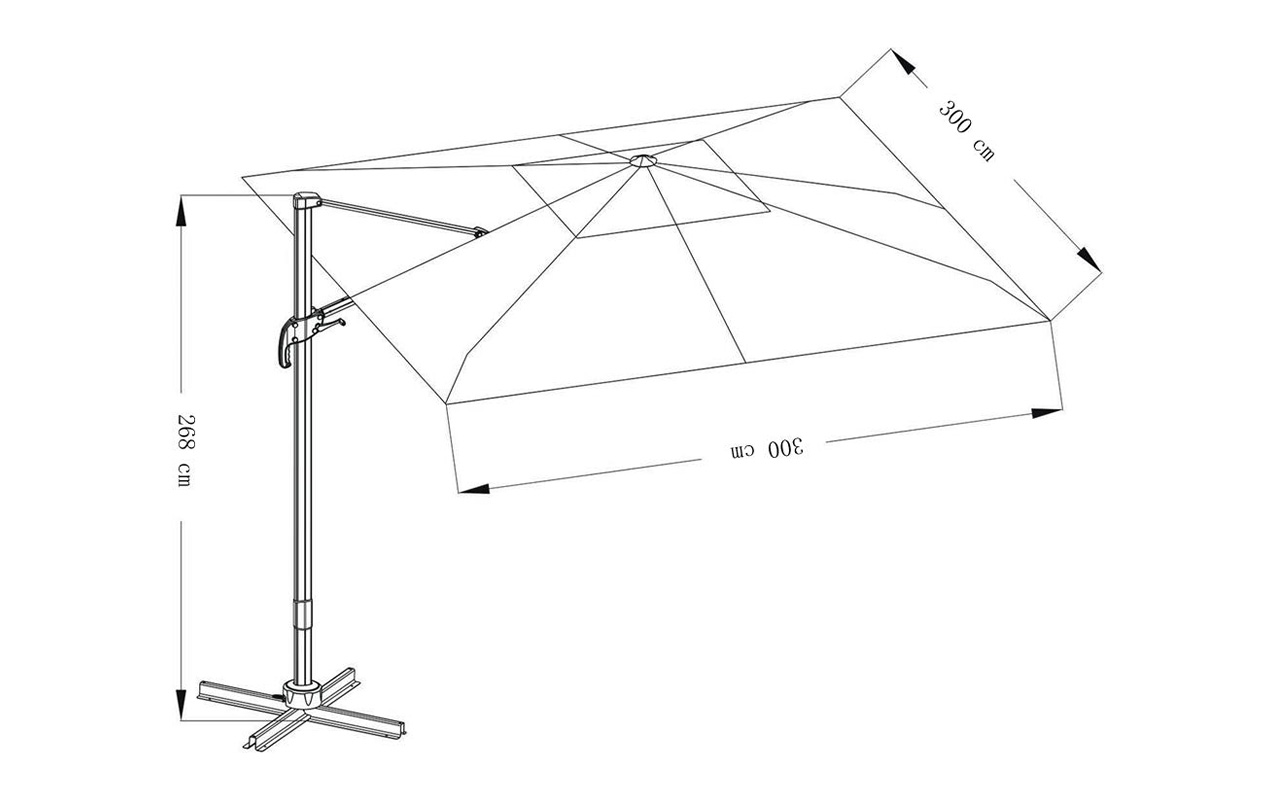 Parasol déporté 3x3 m carré Sunbrella gris | MWH®
