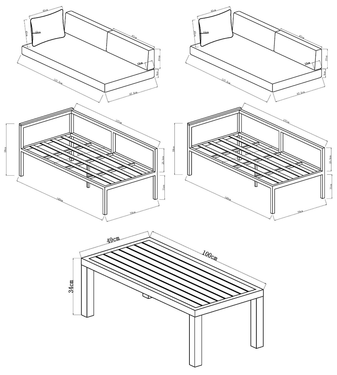 Salon de jardin modulable Mindelo 4 places | Creador®