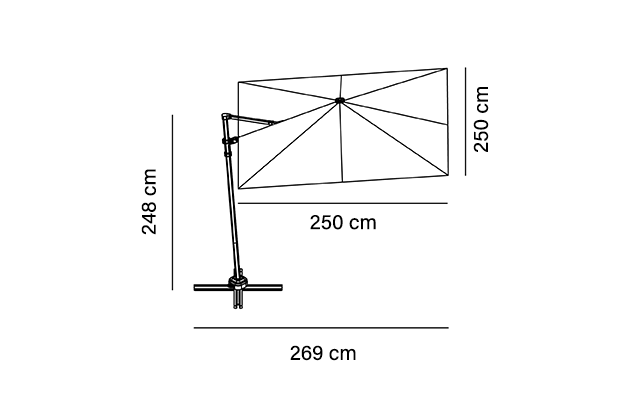 Parasol déporté 2,5x2,5 m carré Palm Beach | BG®