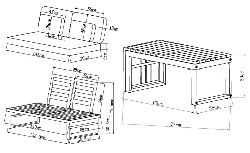 Salon de jardin modulable Vento 4 places | Creador®