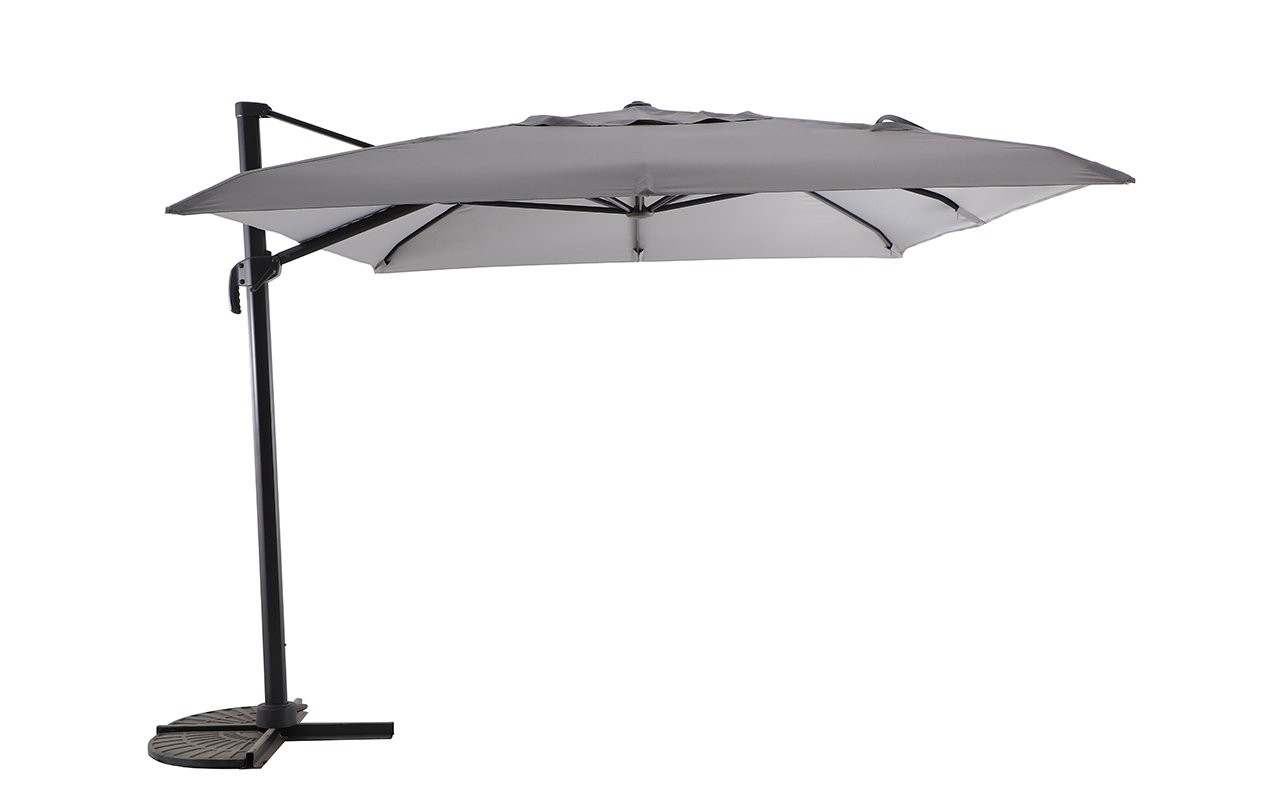 Parasol déporté 4x3 m rectangulaire gris | MWH®