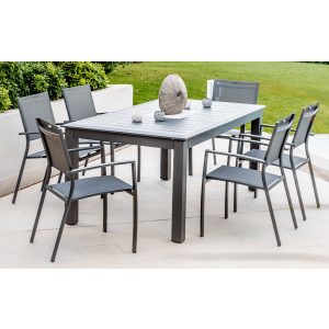 Lot de 4 fauteuils de jardin empilables ClaraAC gris