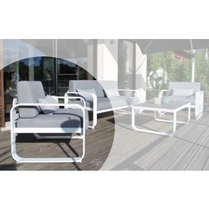 Fauteuil de jardin confortable Widero aluminium blanc, design moderne