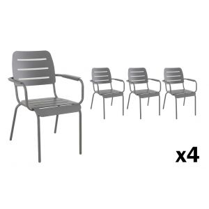 Lot de 4 fauteuils de jardin empilables Kleo aluminium gris