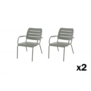Lot de 2 fauteuils bas de jardin empilables Kleo aluminium vert