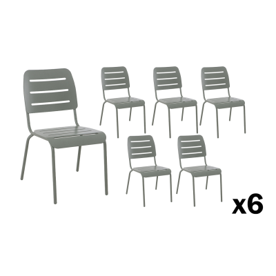 Lot de 6 Chaises de jardin empilables Kleo aluminium vert