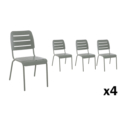 Lot de 4 Chaises de jardin empilables Kleo aluminium vert 