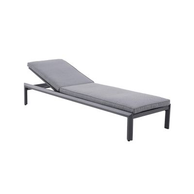 Bain de soleil Hibiscus aluminium avec coussin gris, design moderne