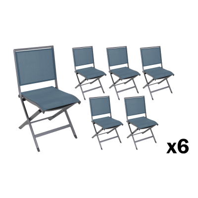 Lot de 6 Chaises de jardin pliantes Ara bleu