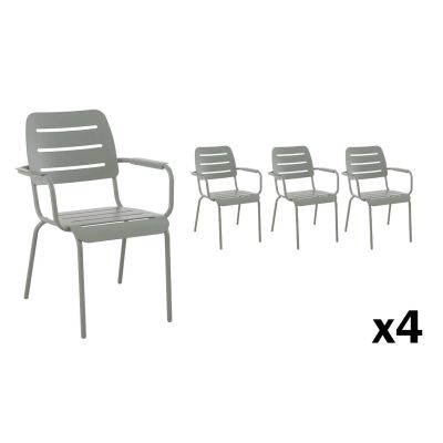 Lot de 4 fauteuils de jardin empilables Kleo aluminium vert