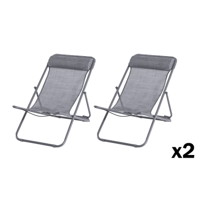  Lot de 2 chiliennes Kara pliables 