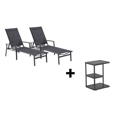 Lot de 2 bains de soleil Aloe & table Native gris | BG®