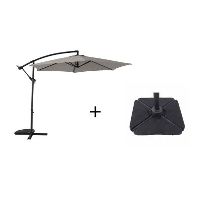 Pack parasol Umberto Ø 3m gris clair dalles incluses