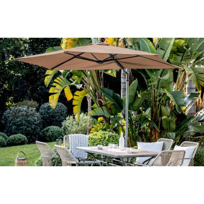 Parasol déporté Ø2,7 m hexagonal Sunflower taupe