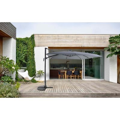 Parasol déporté LED 3x3 m carré gris 