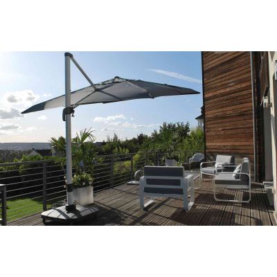 Parasol déporté 3x3 m carré mât blanc