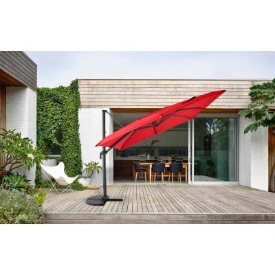 Parasol déporté 3x3 m carré rouge | MWH®