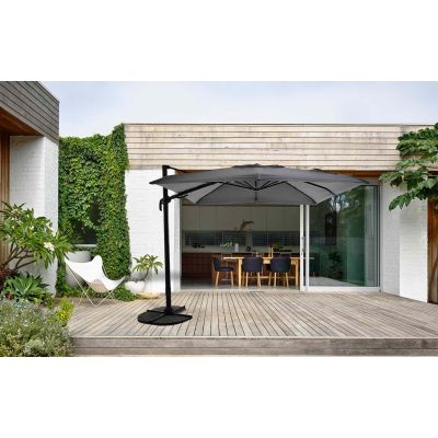 Parasol déporté Sunbrella 3x3 m carré gris