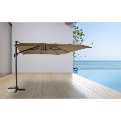 Parasol déporté 4x3 m rectangulaire taupe | MWH®