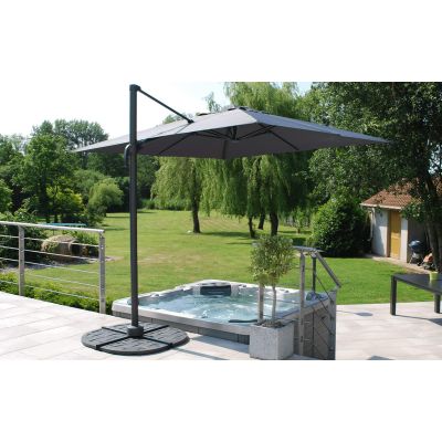 Parasol déporté 3x3 m carré Vario gris