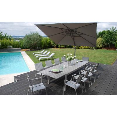 Parasol déporté  3x3 m carré Vario  taupe