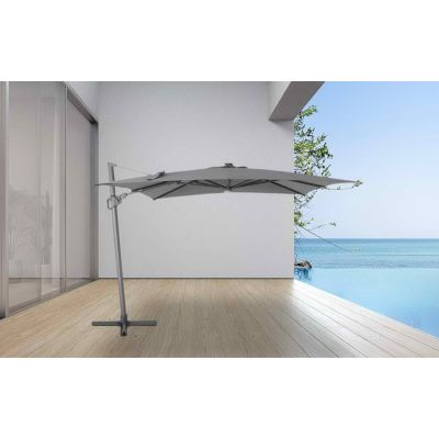 Parasol déporté LED 3x3 m octogonal Royal Sun gris