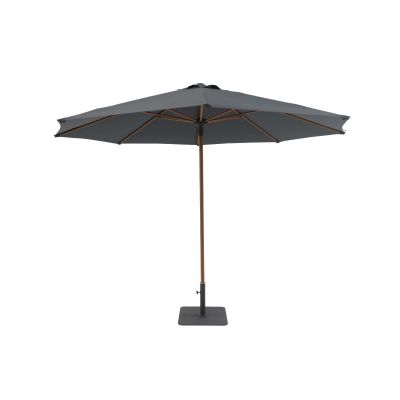 Parasol droit Ø 3m Mango gris mât effet bois