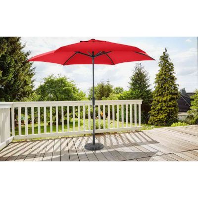 Parasol droit inclinable Ø300 hexagonal rouge avec manivelle 