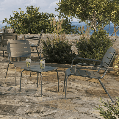 Petit salon de jardin bas Kleo 2 places gris | MWH®