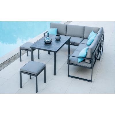 Salon de jardin d'angle dinatoire Senecio 7 places | BG®