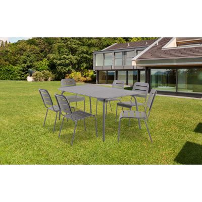 Salon de jardin Kleo avec chaises 6 places gris