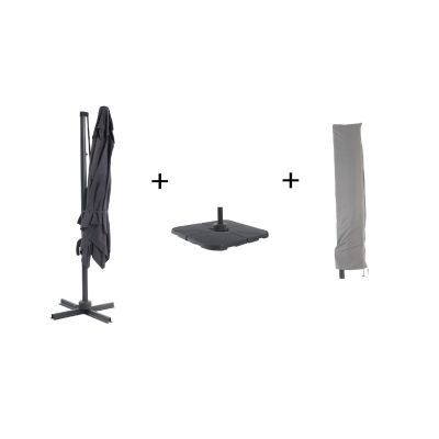 Pack parasol Vario 3x3 m anthracite housse et dalles