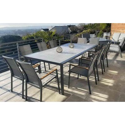 Lot de 6 fauteuils de jardin empilables Royal Opera aluminium gris