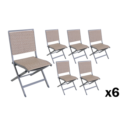 Lot de 6 Chaises de jardin pliantes Ara camel