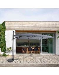 Parasol déporté LED solaire 3x3 m carré gris | MWH®