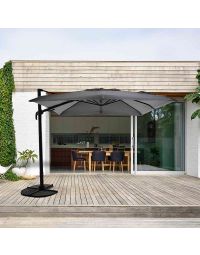 Parasol déporté 3x3 m carré Sunbrella gris | MWH®