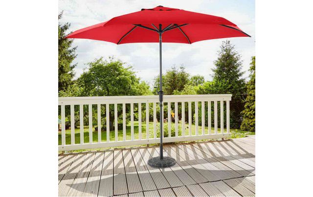 Parasol droit inclinable Ø 3 m hexagonal rouge | Royal Garden®