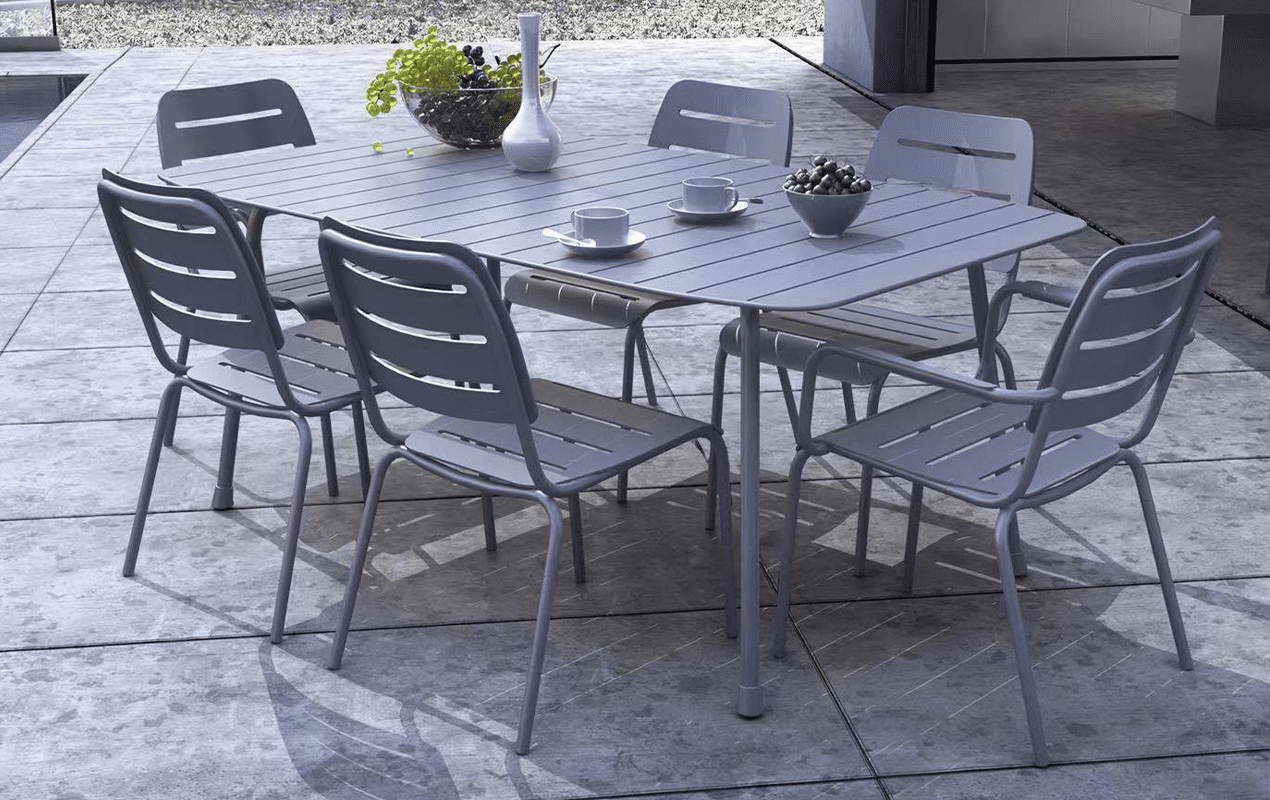 Lot de 6 fauteuils de jardin vintage Kleo gris | MWH®