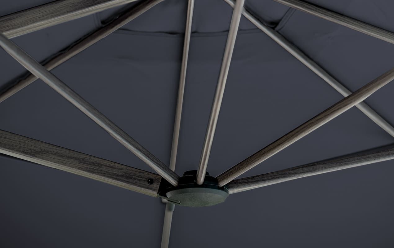 Parasol déporté 2,5x2,5 m carré Palm Beach gris et bois | BG®
