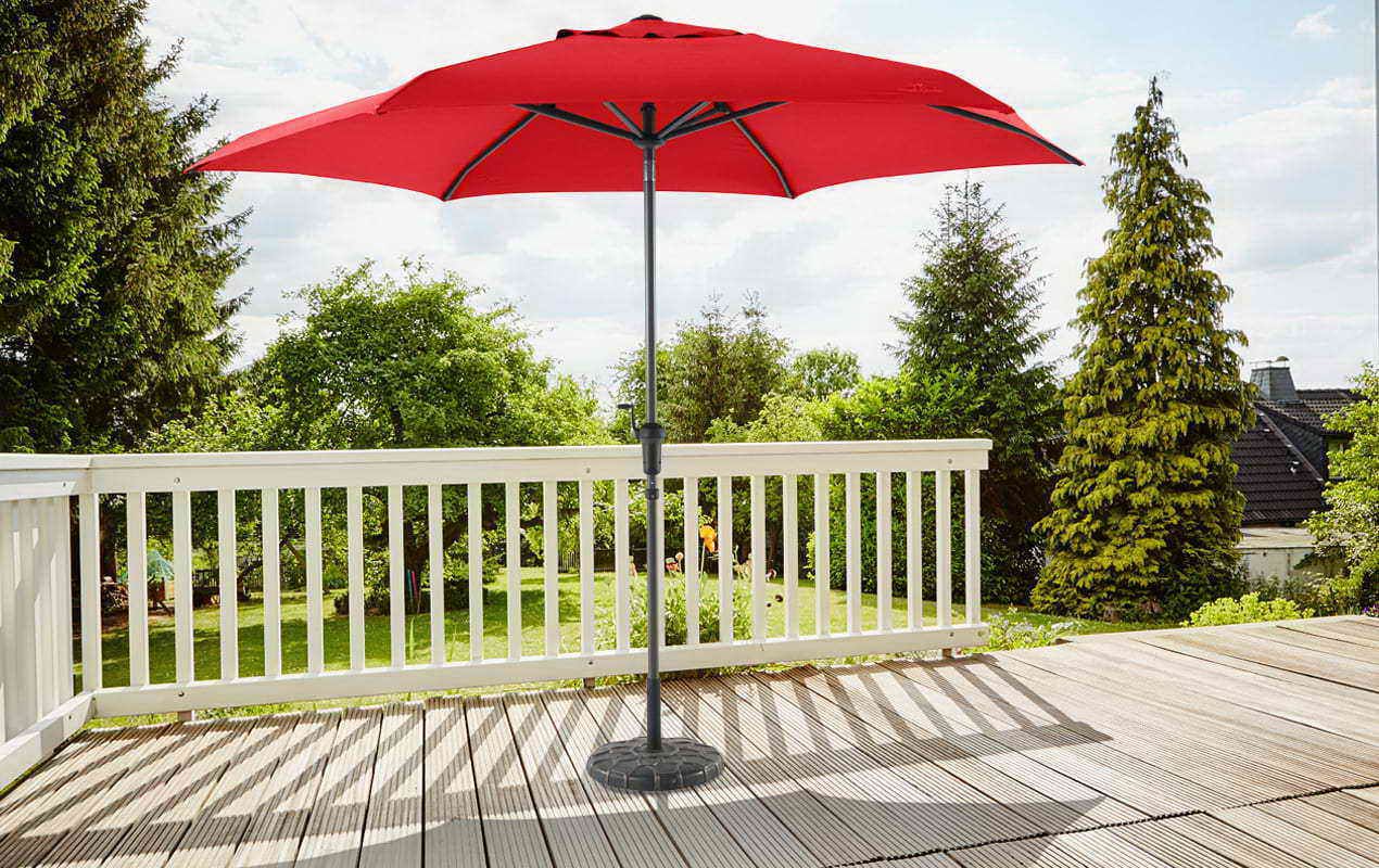 Parasol droit inclinable Ø 3 m hexagonal rouge | Royal Garden®