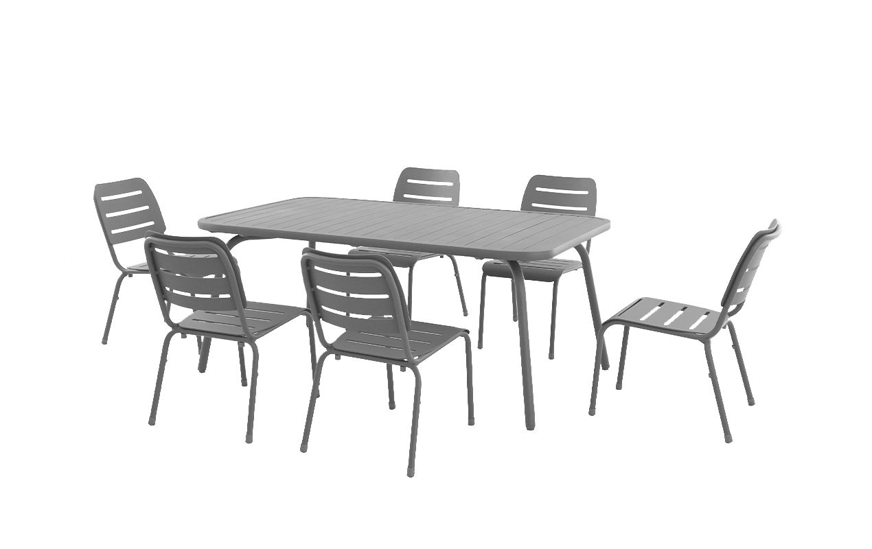 Salon de jardin Kleo avec chaises 6 places gris | MWH®