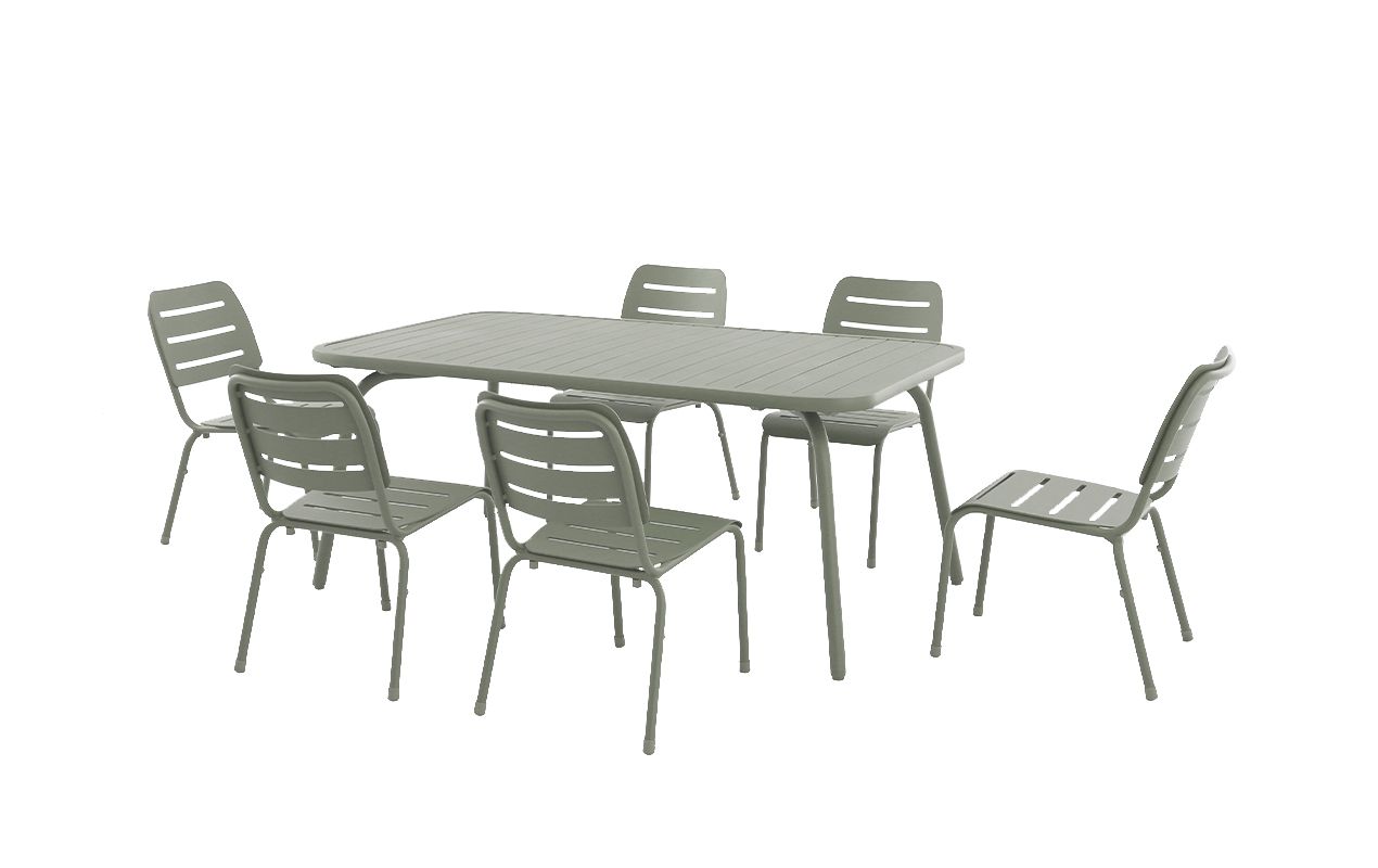 Salon de jardin Kleo avec chaises 6 places vert | MWH®