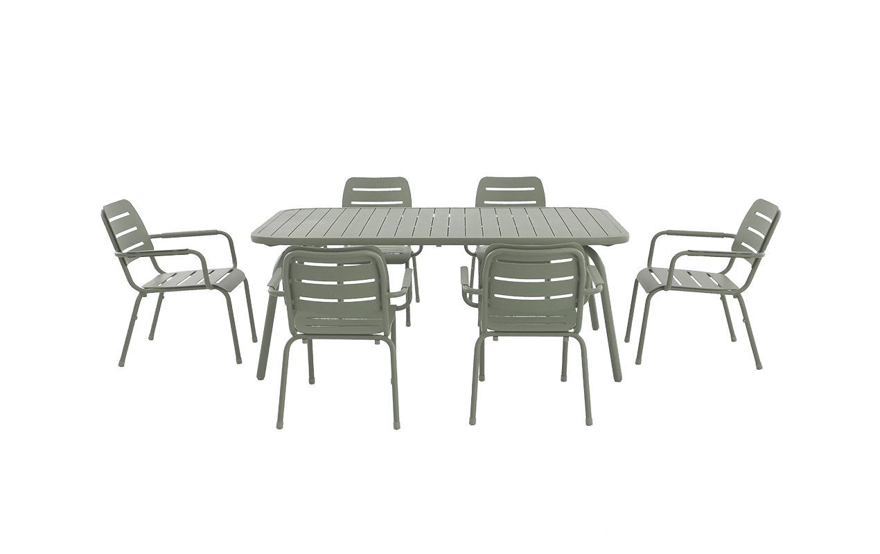 Salon de jardin Kleo avec fauteuils 6 places vert | MWH®