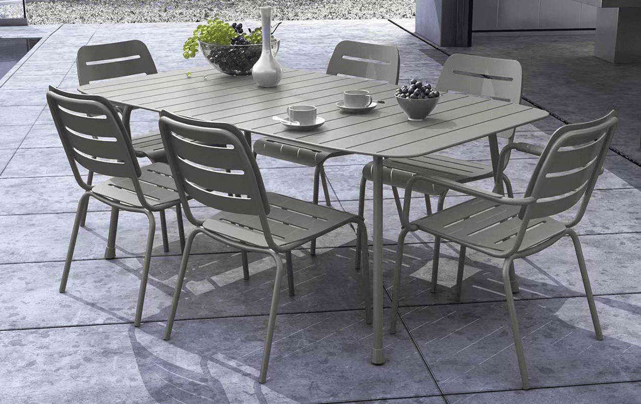 Table de jardin style rétro Kleo 8 places vert | MWH®