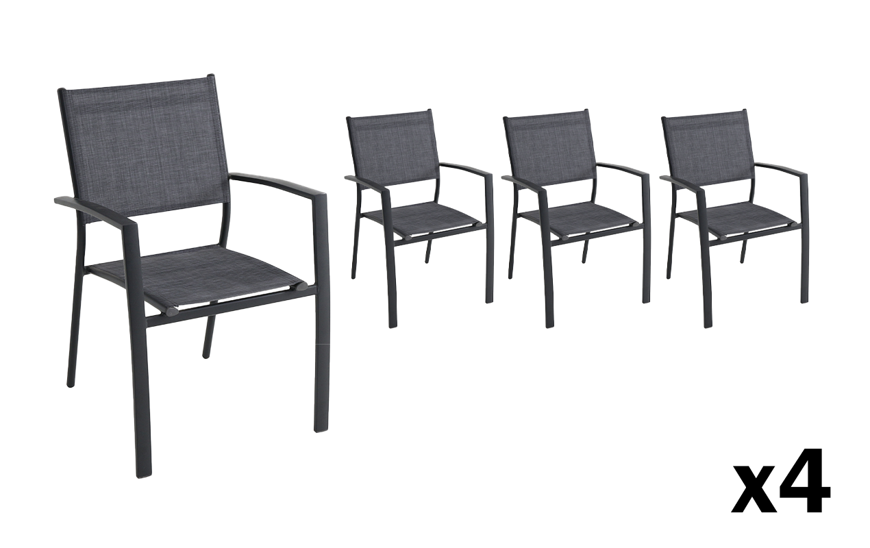Lot de 4 fauteuils de jardin ClaraAC gris | Creador®