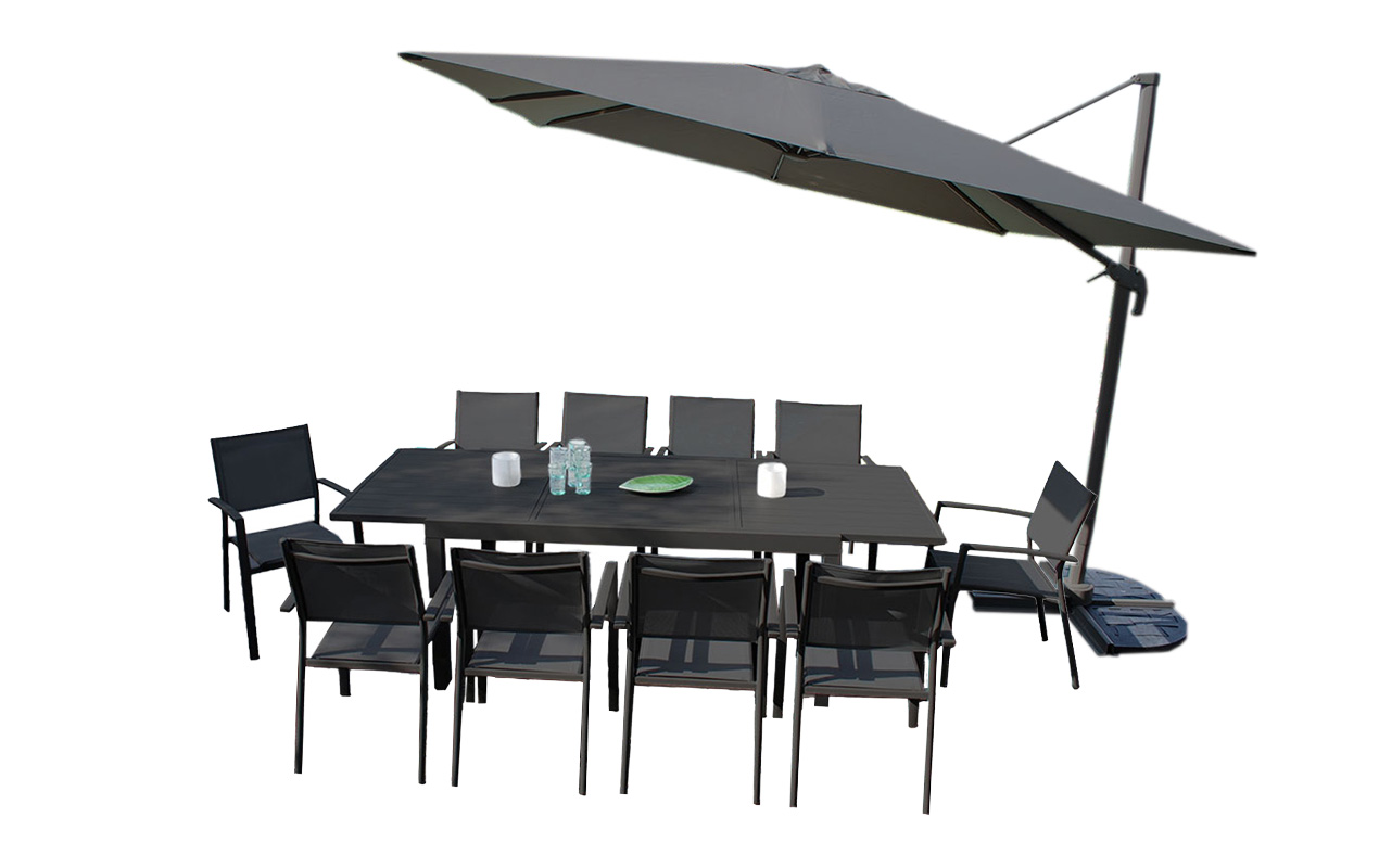 Ensemble repas Vital240 + parasol Vario gris | Creador®