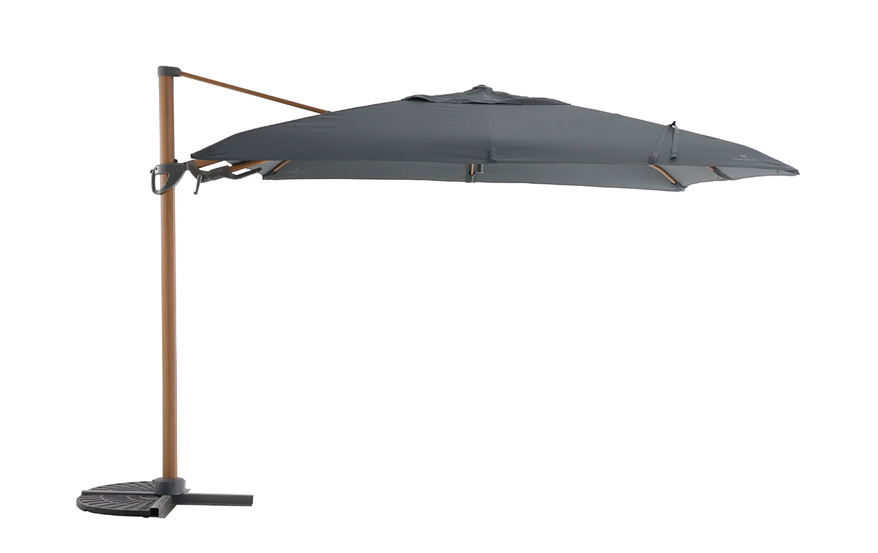 Parasol déporté 3x3 m octogonal Royal Deluxe gris et bois | Royal Garden®